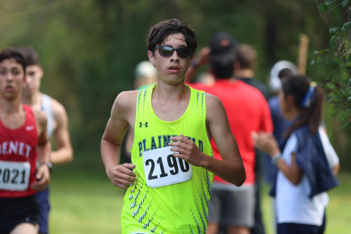 Danny Montalvo, sophomore, runs against Joliet Central High School in the Steelman invite.