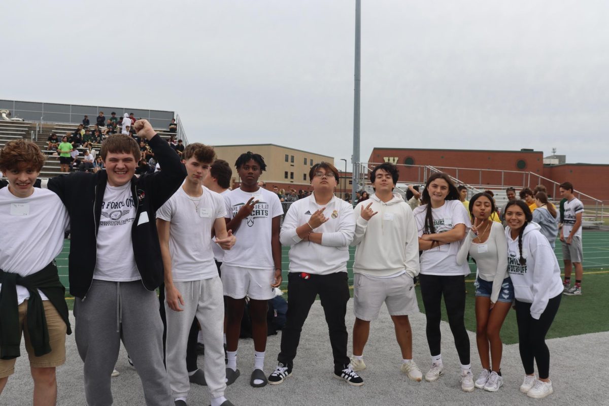 Members of the Junior team before the field activities at the Pep rally.